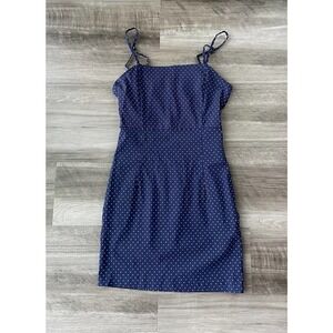 Forever 21 Navy Blue Polka Dot Mini Dress S NWT Double Strap Zip L8